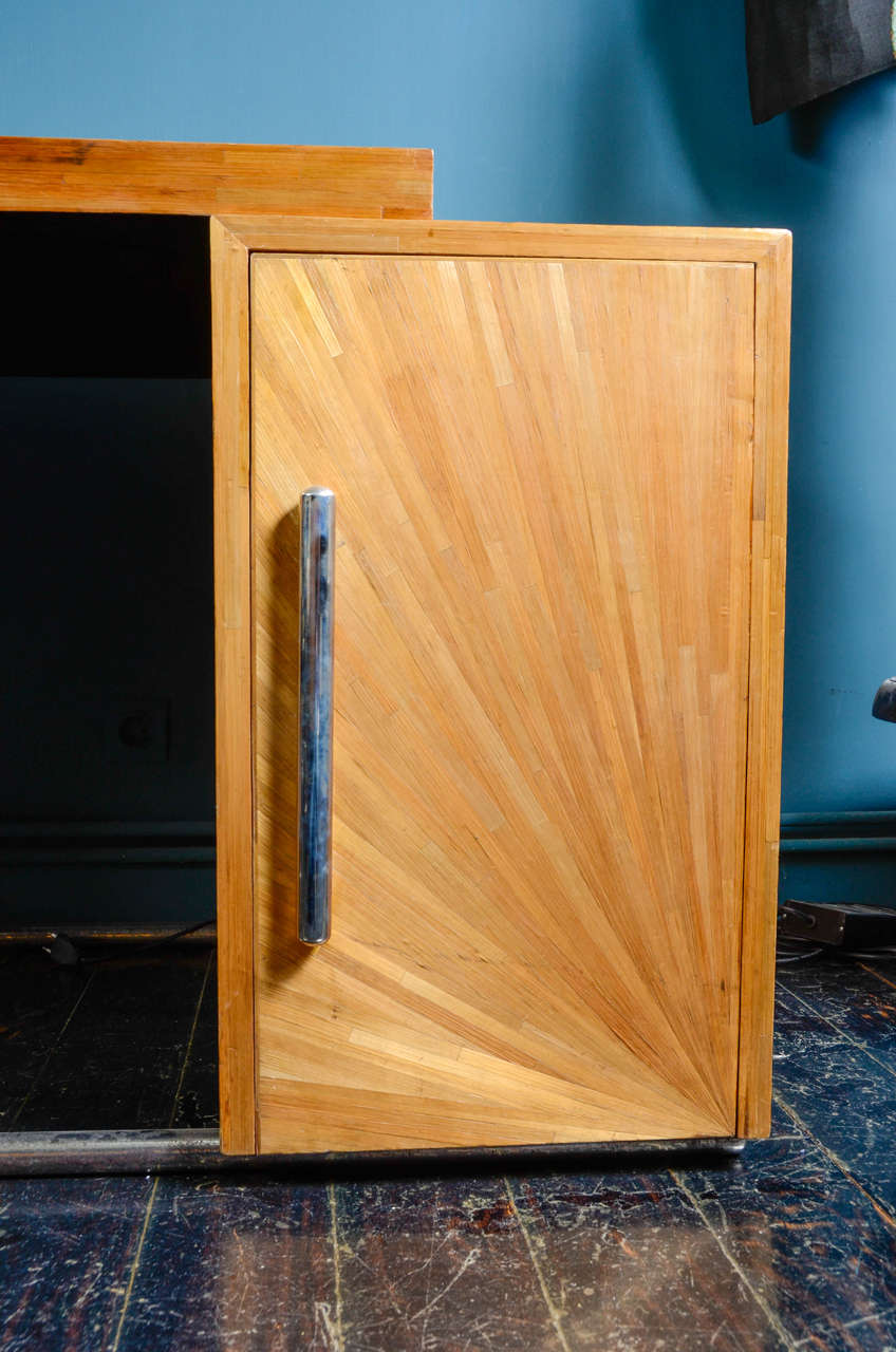 Extraordinary Desk in Straw Marquetry with Chair Attributed to Blanche Klotz For Sale 2