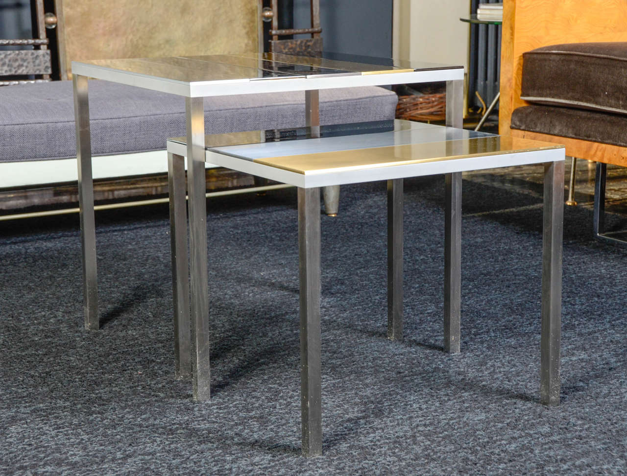French Pair of Nested Tables from the Florence Lopez Collection by Artist Thomas Lemut For Sale