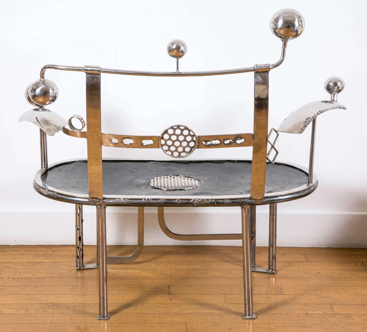 Inoxydable Sculpted Steel Two-Seat Bench by René Broissand, 2014 3