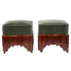 Pair of Walnut Footstools