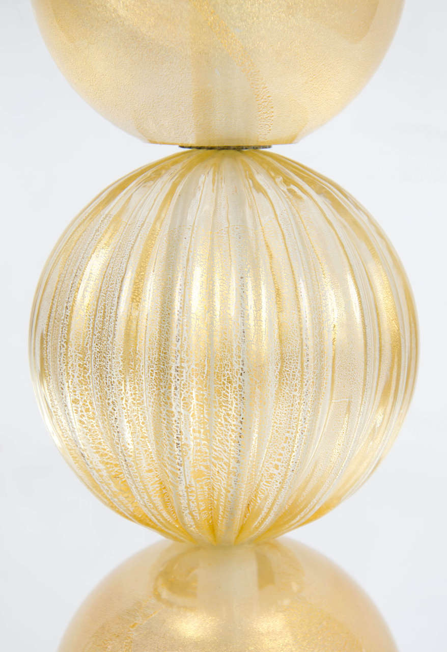 Glass Pair of 1950s Murano Ball Lamps