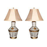 Pair of Olive Oil Jar Lamps