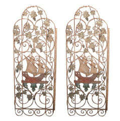 Antique Spectacular Pair 1920's Wrought Iron Wine Cellar gates