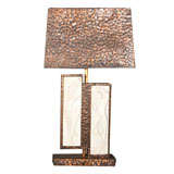 Mid Century Modern Copper Lamp wih Plaster Reliefs