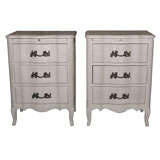 PAIR French Painted 3 Drawer Nightstands
