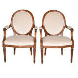 Pair of Oval Back Louis XVI Style Chairs