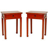 Pair of Red Lacquer Petite Tables