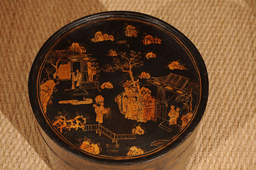Wood A Chinese Chinoiserie Design Hat box