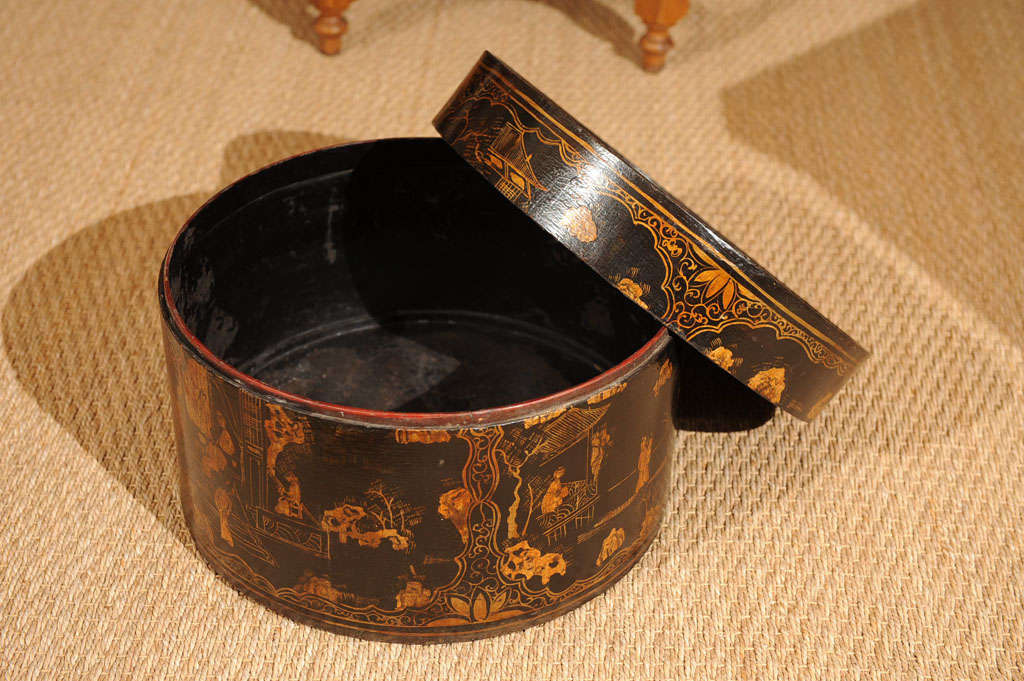 A Chinese Chinoiserie Design Hat box 4
