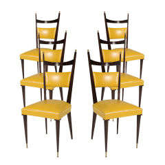 A SET OF SIX FRENCH MID-CENTURY DINING CHAIRS