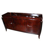 French Art Deco Palisander Buffet, Black Lacquer Accent