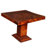 French Art Deco Solid Burl Square Diamond Cut Accent Table French Art Deco Solid Burl Square Diamond Cut Accent Table