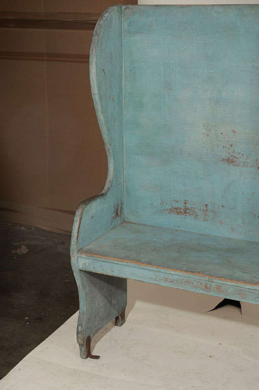 Pair of Rustic Blue Painted Benches