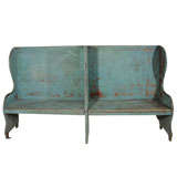 Pair of Rustic Blue Painted Benches