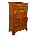 George I walnut chest on chest with brush slide