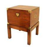 Antique Teak 
Brass-Trimmed Chest on Stand, England, 19th Century