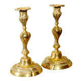 Pair of Continental Baroque Style Gilt Bronze Candlesticks