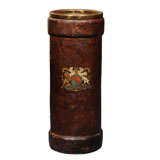 English Leather Covered and Brass "Umbrella" Stand