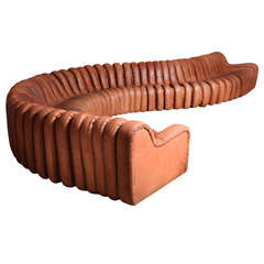 Non Stop Leather Sofa in the Manner of De Sede