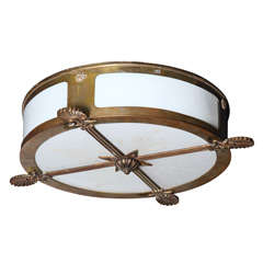 Rare Art Deco Bronze and White Ceiling Mount light Fixture Rare Art Deco Bronze and White Ceiling Mount light Fixture