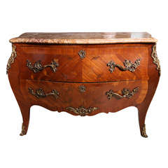 Elegant Louis XV Style Fruitwood Bombe Chest Elegant Louis XV Style Fruitwood Bombe Chest