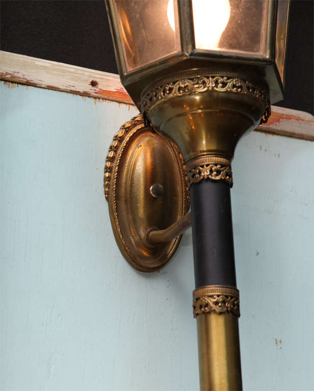 Distinctive pair of Brass Eagle Mount  Finial Coach Lanterns 2