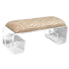 Great Lucite Bench With Upholstered Seat