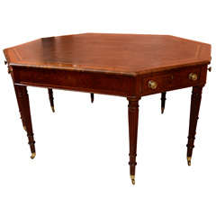 Sheraton Leather Top Octagonal Center Table