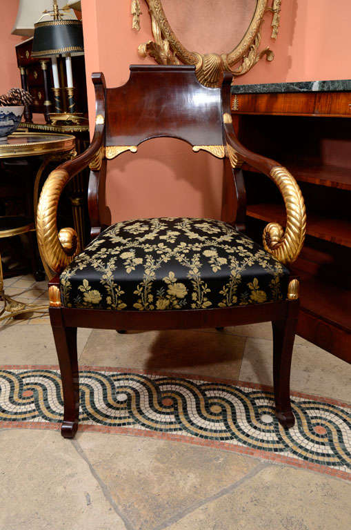 19th Century Pair of Russian Empire Arm Chairs