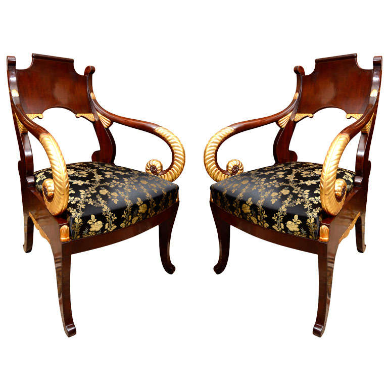 Pair of Russian Empire Arm Chairs