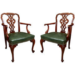 Pair of George II Mahogany Arm Chairs