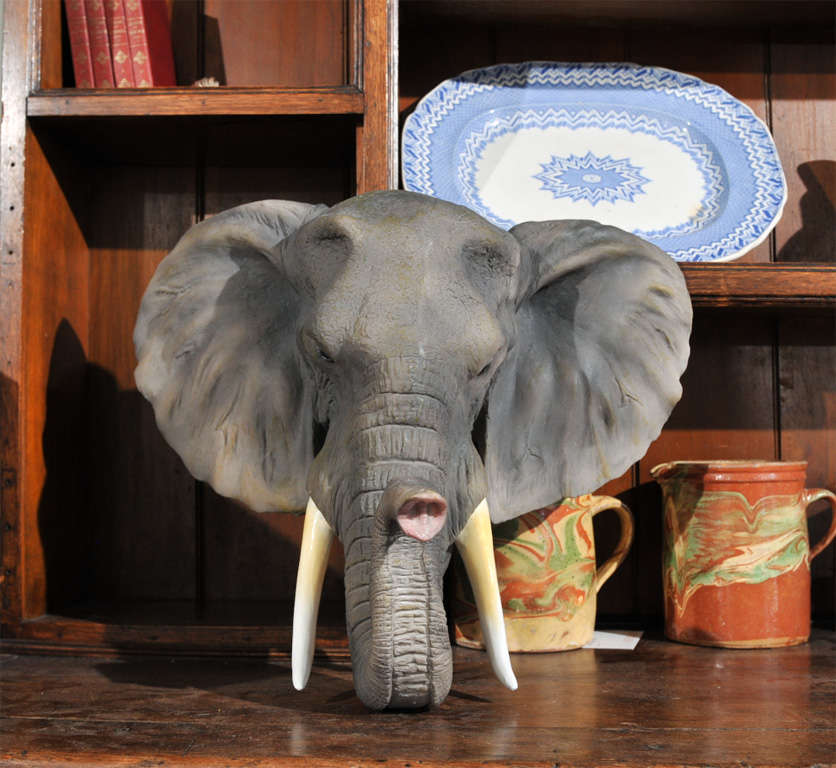 One cast resin elephant head