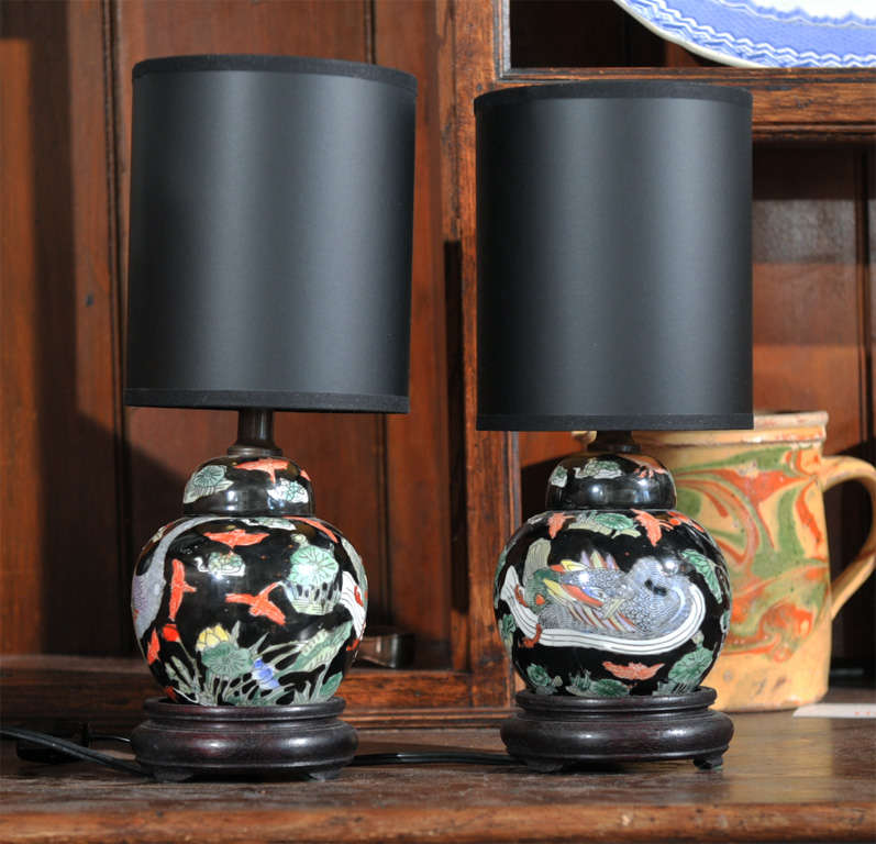 New-ish lamps from China. New drum lampshades made in San Francisco.