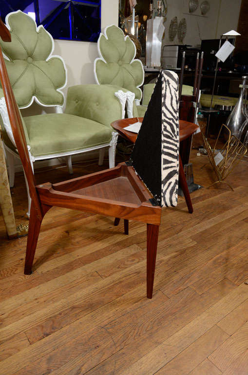 Unusual stylized mahogany finish butler chair 1