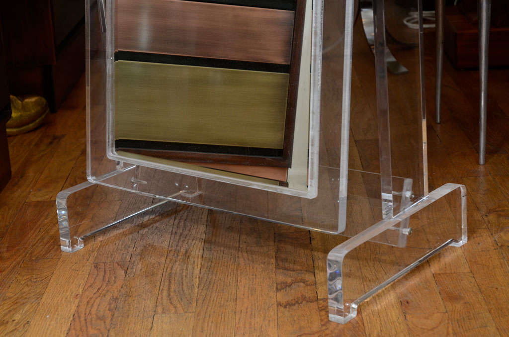 Lucite standing mirror with pivoting base 4