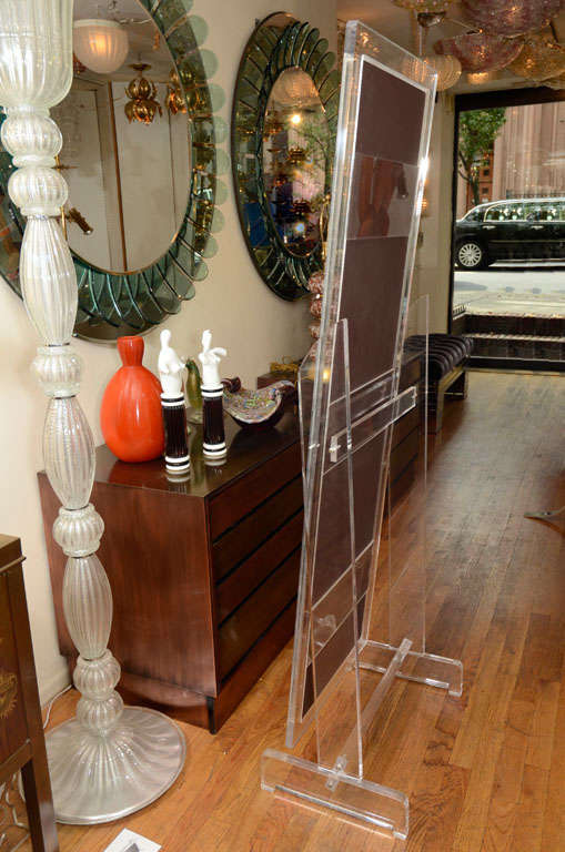Lucite standing mirror with pivoting base 3