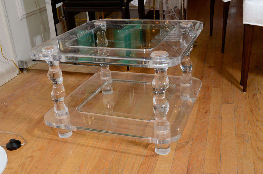 Pair of square lucite side tables by Charles Hollis Jones