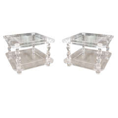 Pair of square lucite side tables by Charles Hollis Jones