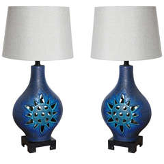 Retro Hand Lava Sea Blue Glazed Lamps