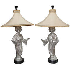 Pair of  Geisha Lamps by "Romane"