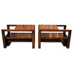 Pair of Brown Saltman End Tables