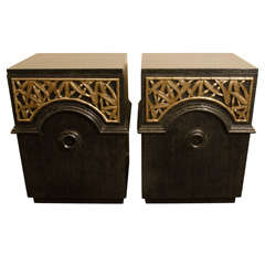 Pair Of Bamboo Carved End Cabinets By James Mont