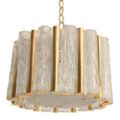 Cut Glass And Brass  Ceiling Fixture