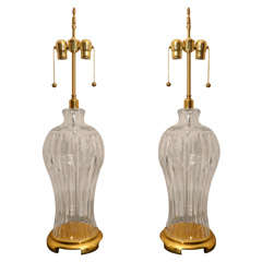 Pair Of Large Glass Lamps By Paul Hanson