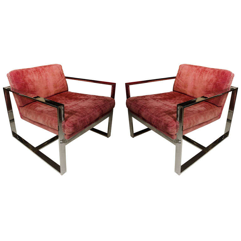 Pair Of Baughman Chrome Chairs For Sale