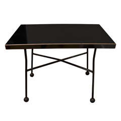 Black Melamine Table With Metal Base by Maurice Pre