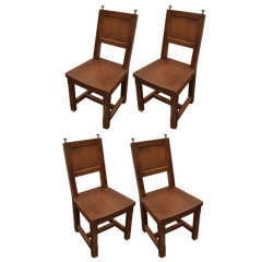 Set of 4 Wooden Dining Chairs with Silver Finials 4