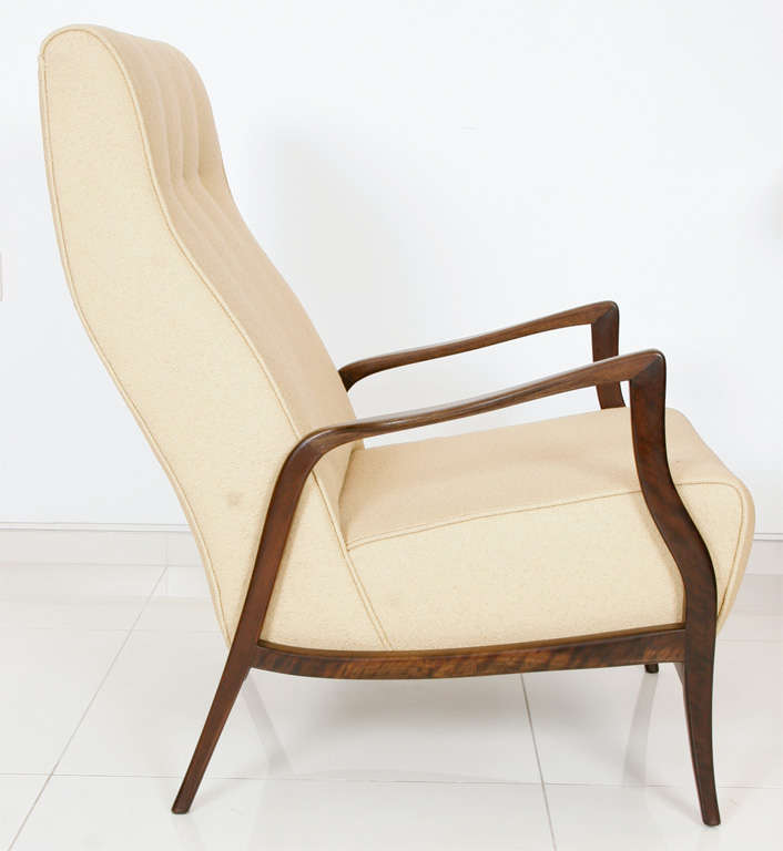 Armchair in Imbuia Wood, Mid-Century Modern In Excellent Condition For Sale In London, GB