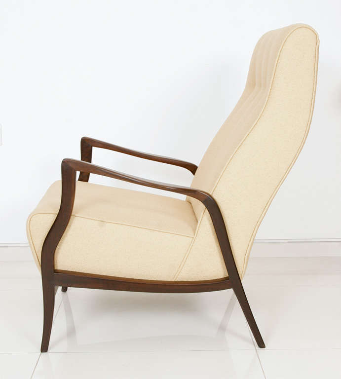 Fabric Armchair in Imbuia Wood, Mid-Century Modern For Sale