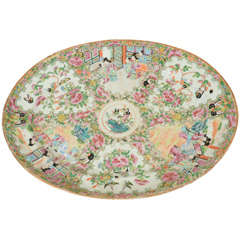 Vintage Famille Rose Chinese Oval Platter, First Half 20th c.